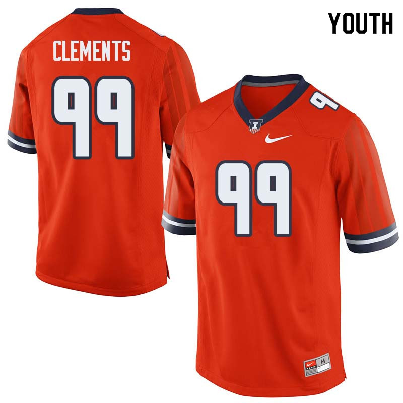 Youth #99 Chunky Clements Illinois Fighting Illini College Football Jerseys Sale-Orange